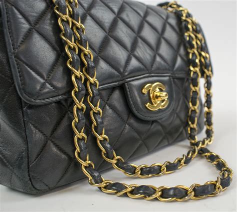 chanel purse black gold chain